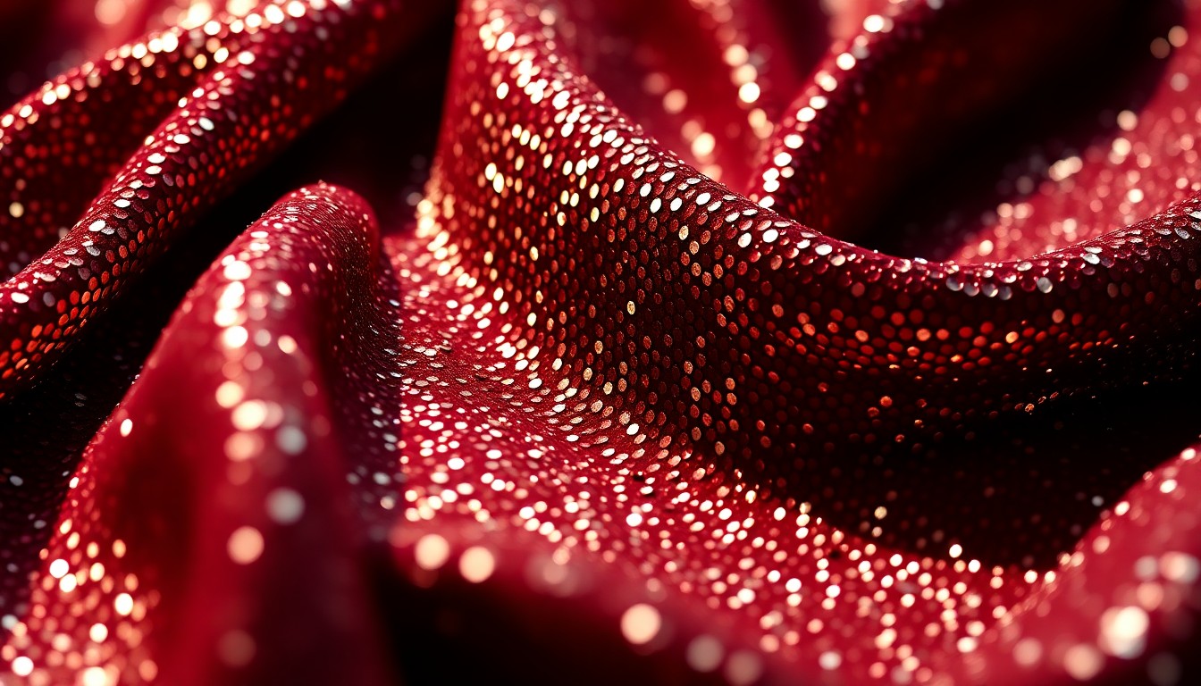 An extreme close-up of shimmering, high-contrast sequins and velvet textures, conceptually representing the glamour and pressures of the entertainment industry.