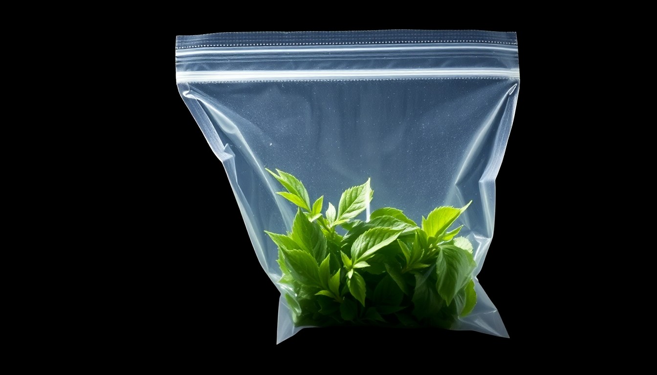 An extreme close-up of a small plastic bag containing a green leafy substance, reflecting the harsh lighting of a direct camera flash against a pitch-black background, conceptually illustrating the physical evidence in a high-profile athlete's drug case.