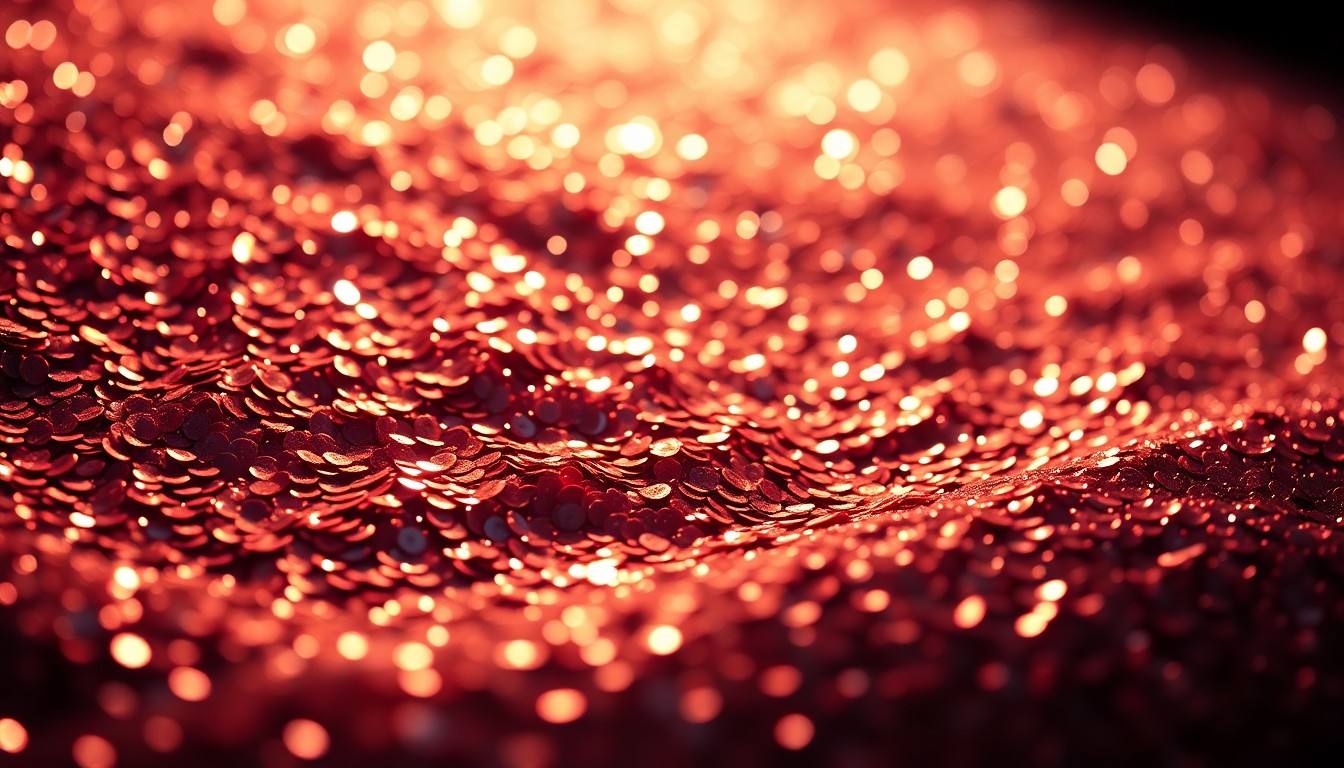 An extreme close-up of shimmering, glittering sequins captured in dramatic, high-contrast studio lighting, conceptually representing the glamour and high-stakes of the entertainment industry.