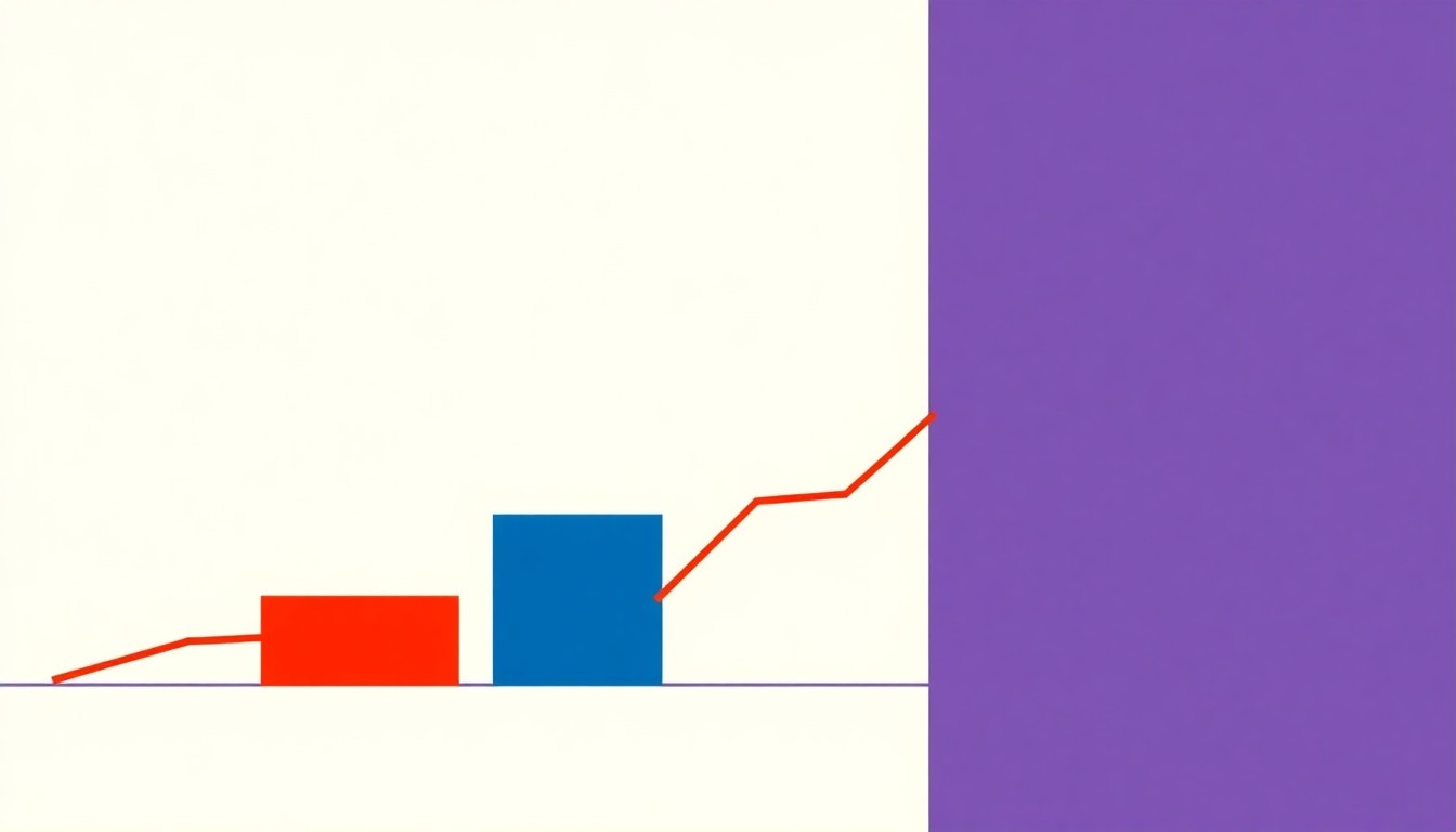 A visually striking composition of overlapping triangles and circles in shades of blue, yellow, and red, conveying the gradual and measured nature of the Bank of Japan's interest rate hike strategy.