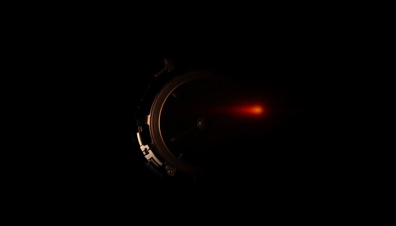 An extreme close-up photograph of a damaged aircraft component, such as a sensor or panel, lit by a harsh, direct camera flash against a pitch-black background, creating a stark, gritty, investigative aesthetic.