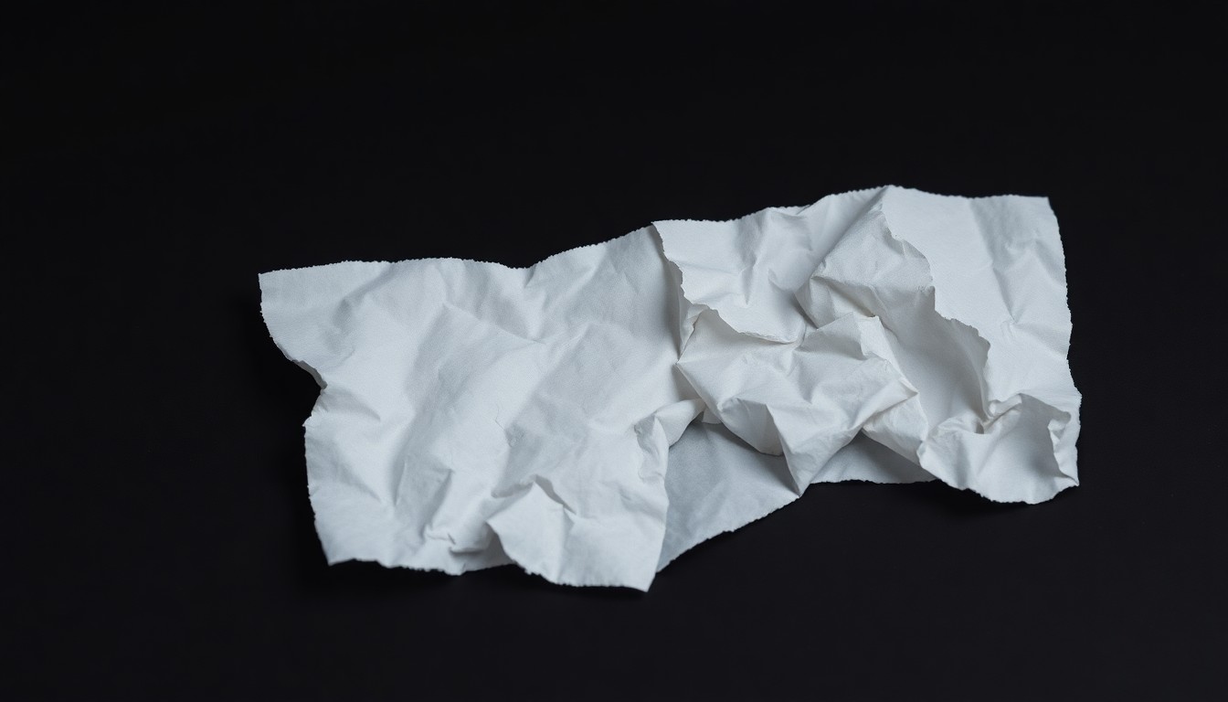 An extreme close-up photograph of a crumpled, torn piece of paper on a dark background, conceptually representing the aftermath of a heated family dispute.