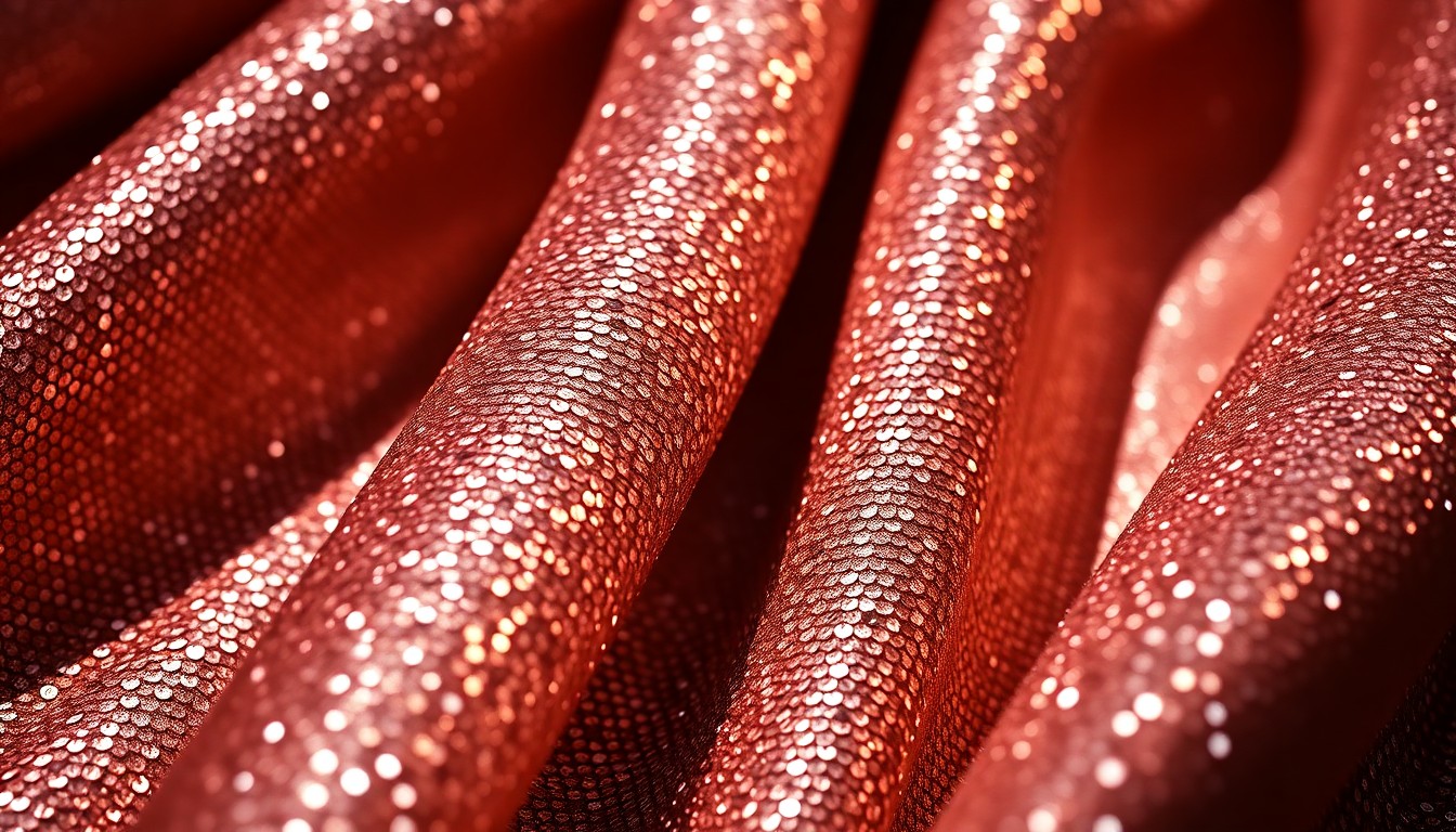 An extreme close-up of luxurious, high-contrast textures like glittering sequins or plush velvet, conceptually representing the glamour and challenges of celebrity culture.