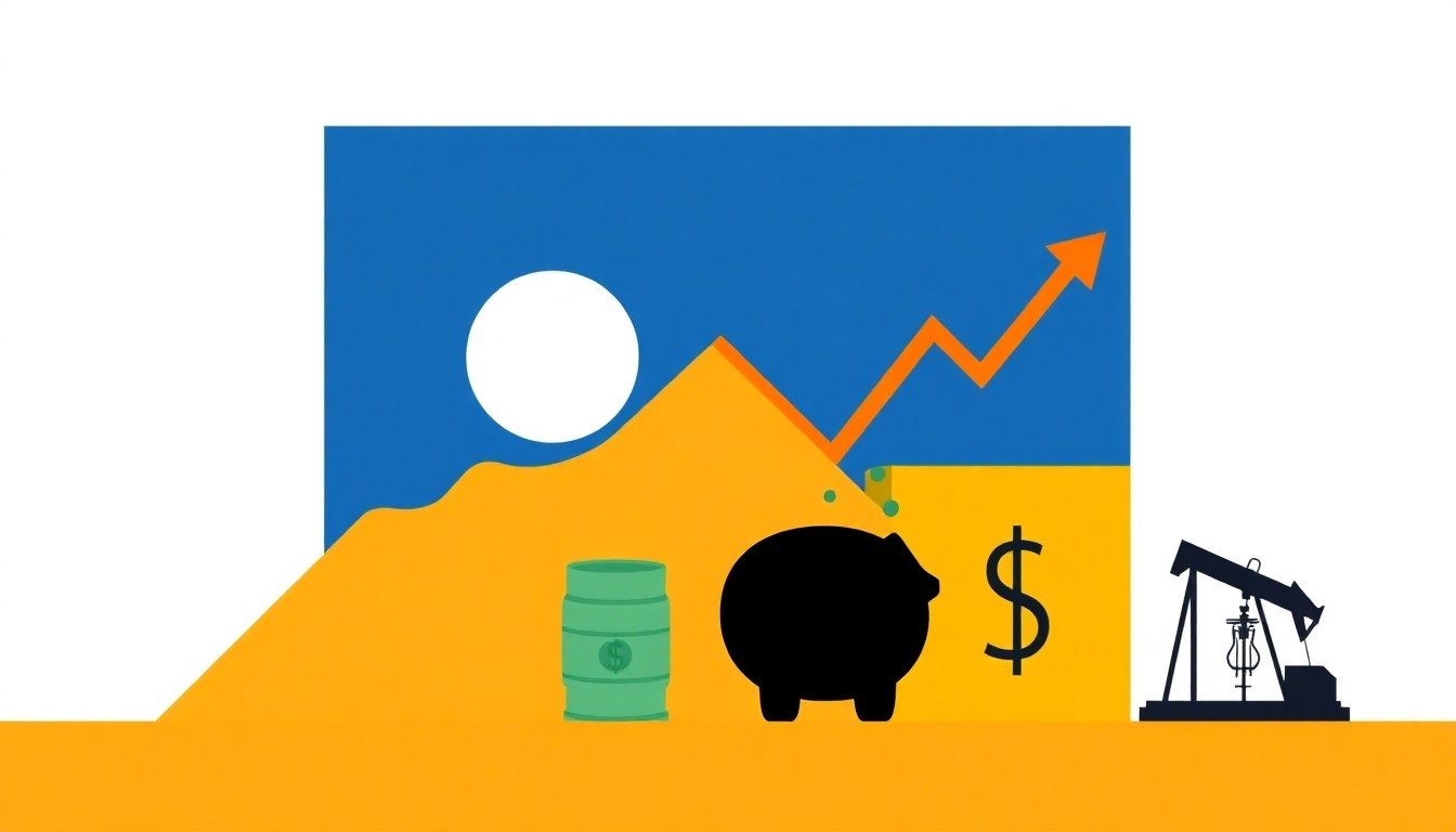 A minimalist illustration featuring overlapping triangles and circles in shades of blue, yellow, and red, conceptually representing the complex dynamics of the oil market and its susceptibility to price fluctuations.