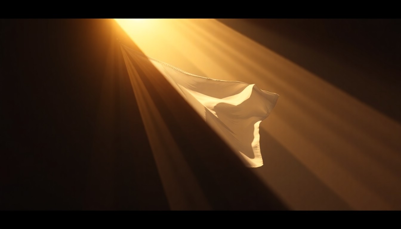 A photorealistic painting in the style of Edward Hopper, depicting the 1814 garrison flag from Fort McHenry in a warm, cinematic lighting, with the flag's folds and textures rendered in exquisite detail, conveying a sense of historical significance and the museum's preservation efforts.