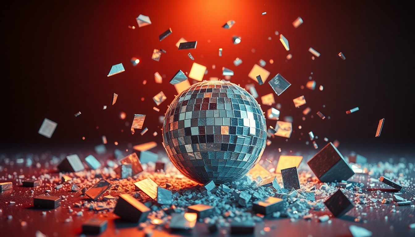 An abstract close-up image of shattered, reflective glass fragments in high-contrast lighting, conveying the emotional turmoil and uncertainty surrounding the K-pop group Katseye's current situation.