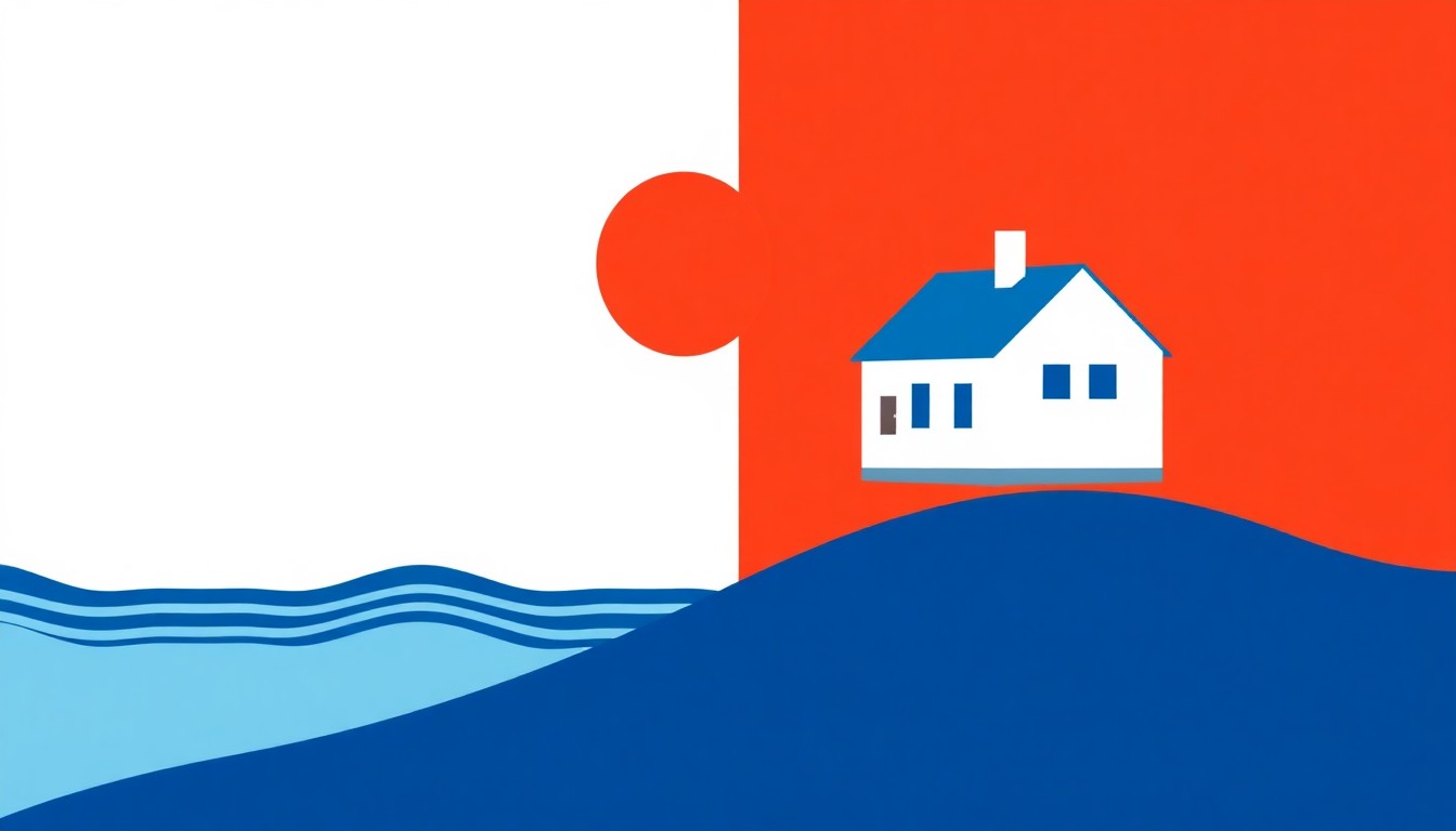 A minimalist illustration composed of intersecting geometric shapes in primary colors, conceptually representing the complex balance between a city's financial needs and its responsibility to provide affordable, accessible water services.