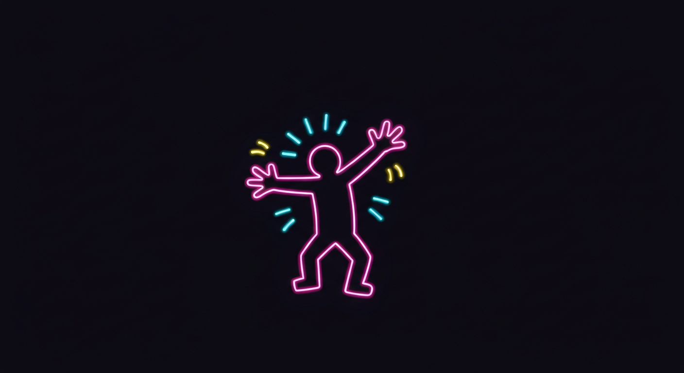 A glowing neon outline of a person reaching out, conceptually representing the support and healing offered by the Zacharias Sexual Abuse Center.
