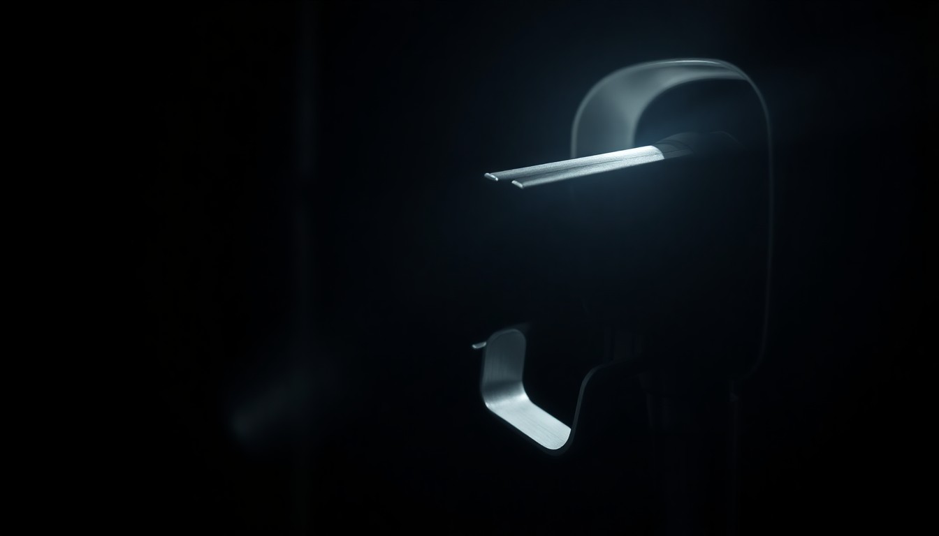 An extreme close-up photograph of a gas pump nozzle against a pitch-black background, lit by a harsh, direct camera flash, conceptually representing the unsettling nature of the reported indecent exposure incident.