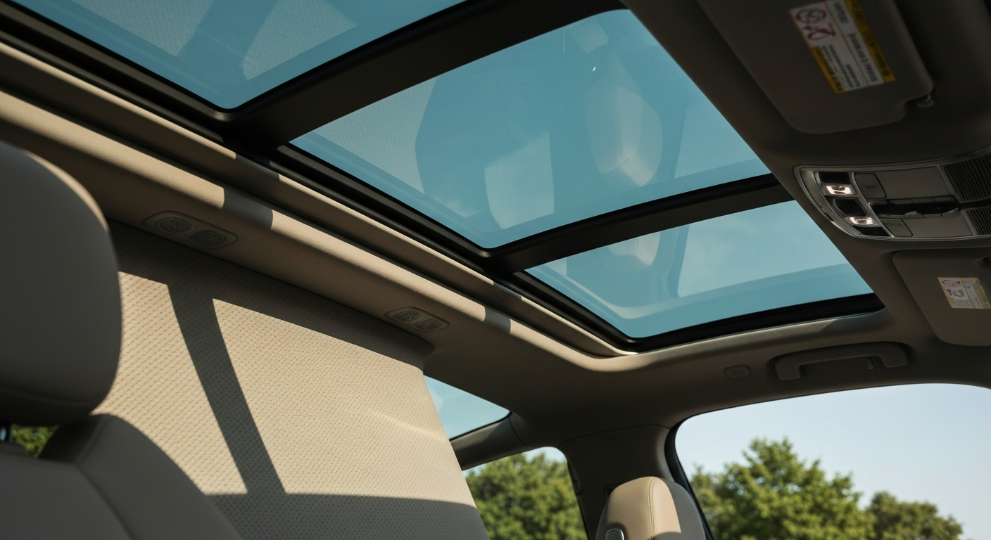 An extreme close-up of the textured, pebbled leather of the new Tesla Model Y Zen Grey interior, lit dramatically with identifiable colors, conceptually illustrating the refined and harmonious design of the updated cabin.