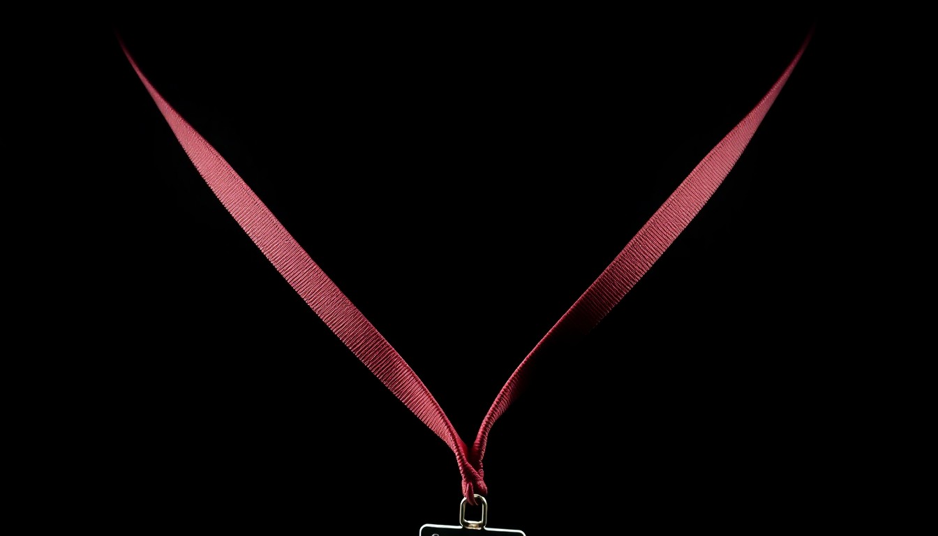An extreme close-up photograph of a school ID badge or teacher's lanyard, the harsh flash creating a stark, gritty aesthetic that conceptually represents the serious breach of trust in this case of alleged teacher misconduct.