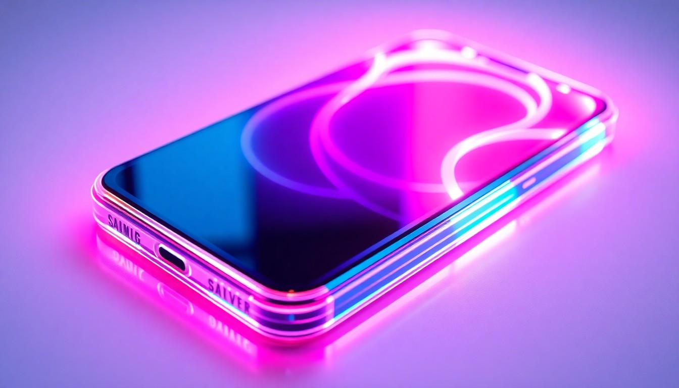 A highly detailed, glowing 3D illustration of a futuristic smartphone with pulsing neon lights, representing the technological transition at the heart of this story about messaging app changes.
