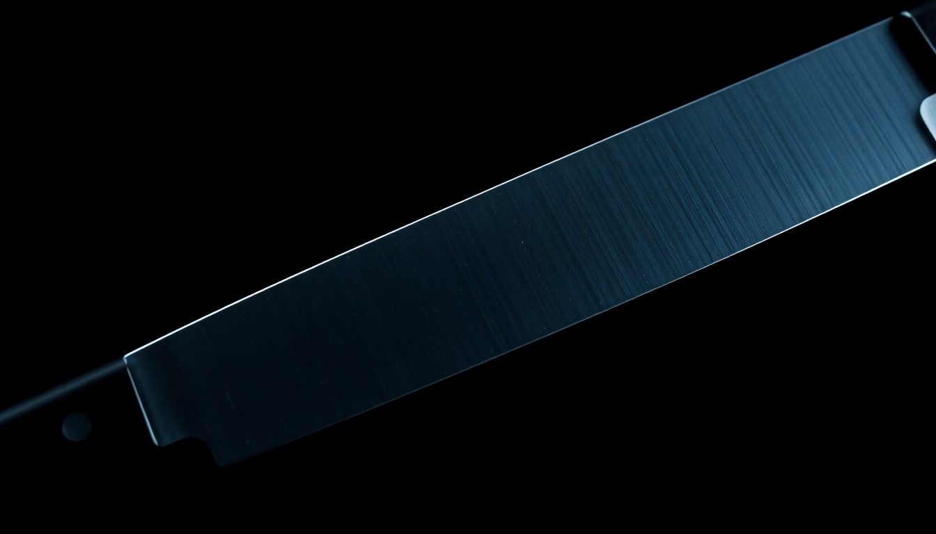 An extreme close-up of a machete blade reflecting a bright flash of light, conceptually illustrating the violence of the attack at Grand Central Terminal.