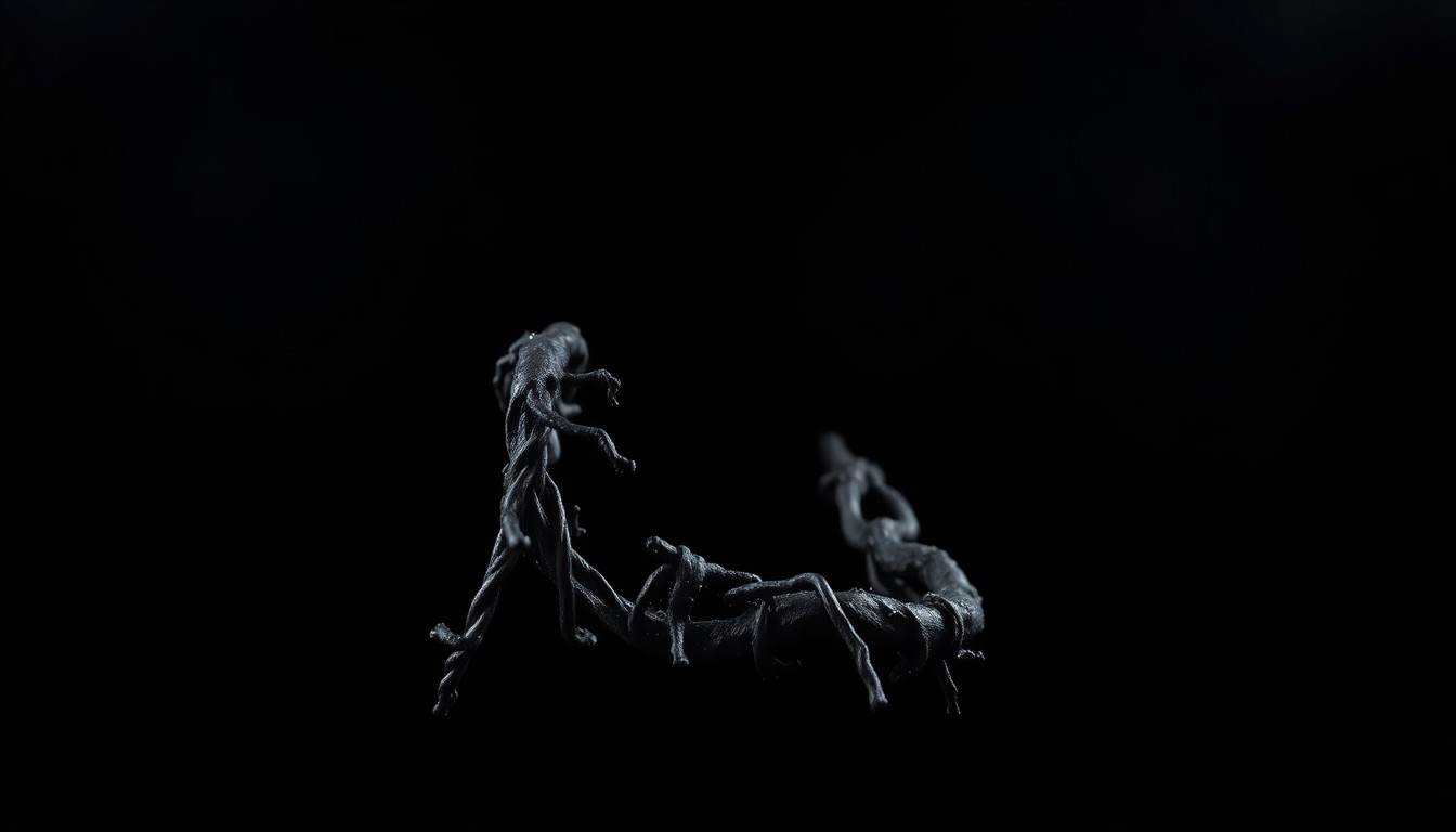 An extreme close-up photograph of a charred, twisted metal object from the fire-damaged warehouse, capturing the gritty, investigative nature of the crime scene.