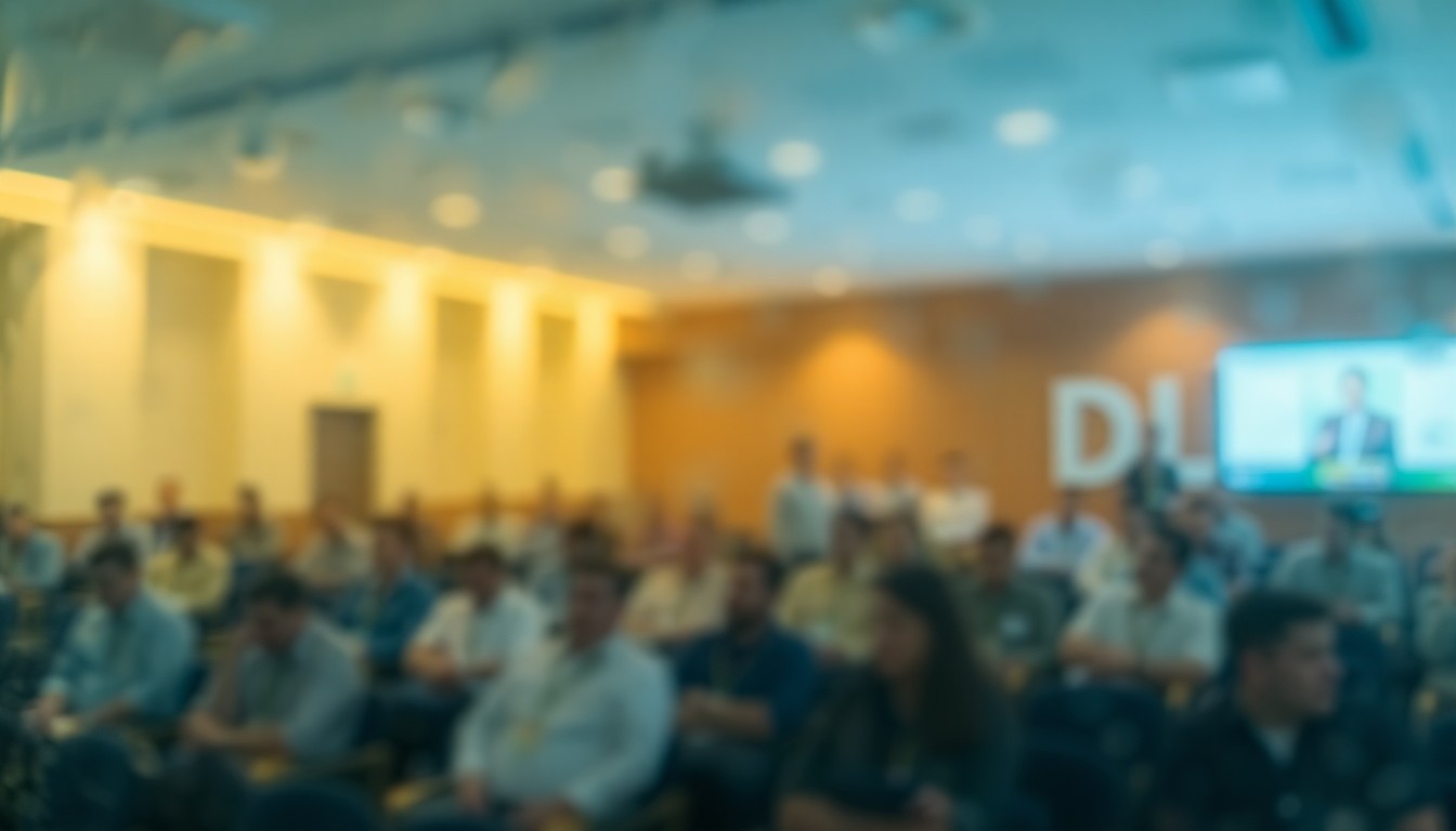 An abstract, impressionistic photograph showing a blurred scene of people gathered in a conference room, with soft, colorful light creating a warm, contemplative atmosphere.