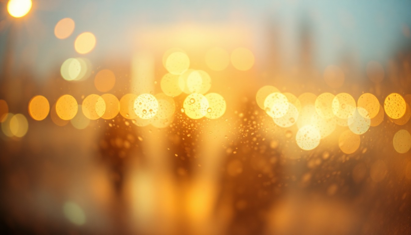 An abstract, out-of-focus image composed of soft, warm pools of light and color, evoking a sense of introspection and personal growth through the act of giving.