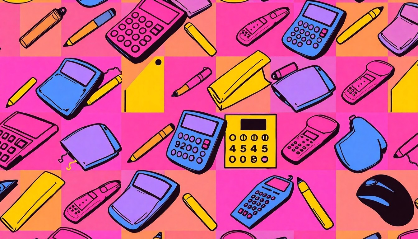 A highly stylized, abstract grid of colorful, silkscreen-printed exam preparation objects in neon shades of blue, green, and pink, conveying the modern, tech-forward approach to Nigeria's national university entrance exam.
