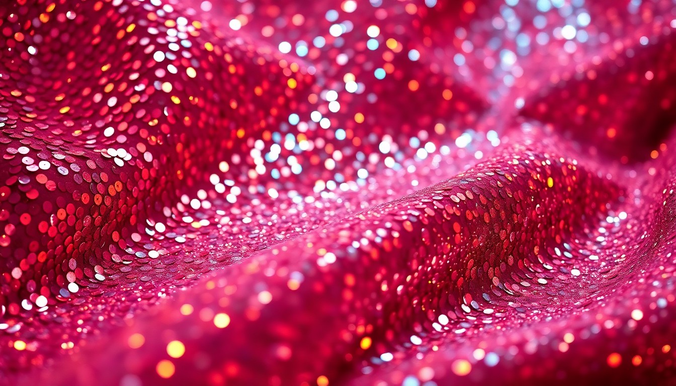An extreme close-up of shimmering, sequined fabric in a high-contrast, studio-lit composition, conceptually representing the glamour and excitement surrounding a potential Céline Dion concert announcement.