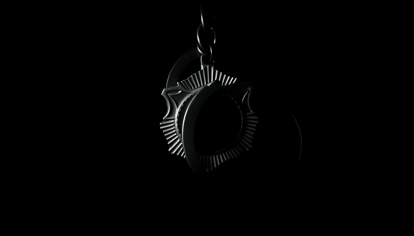 An extreme close-up photograph of a police badge or handcuffs, lit by a harsh, direct camera flash against a pitch-black background, creating a stark, gritty, investigative aesthetic that conceptually illustrates the corruption allegations surrounding the Police Federation.