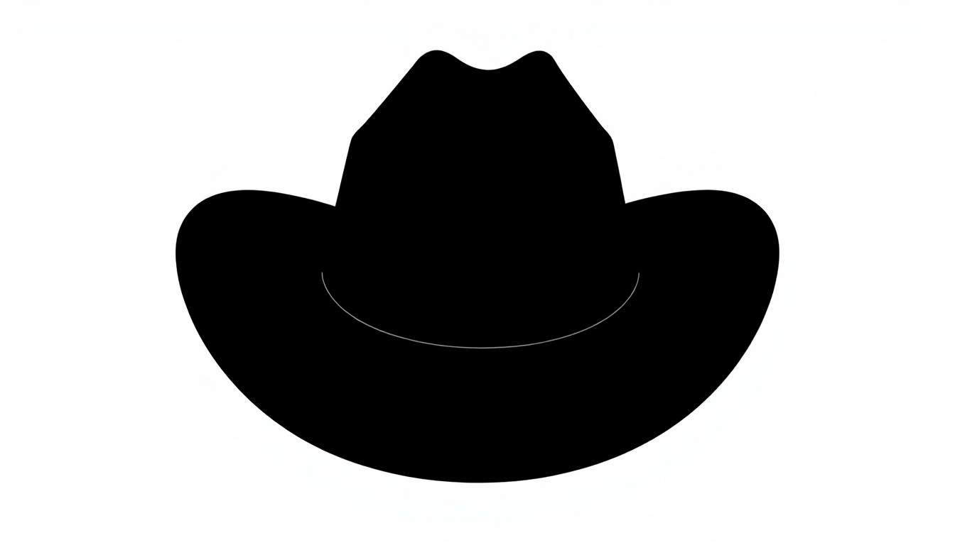 An extreme close-up of a jagged, black silhouette of a cowboy hat against a plain white background, conceptually representing the waning influence of traditional country music stars among younger audiences.