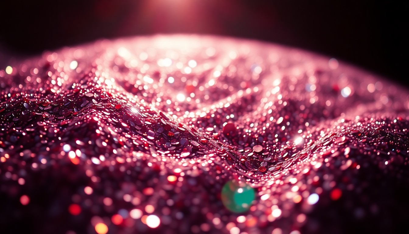 An extreme close-up photograph of shimmering, glittering sequins in high-contrast studio lighting, evoking the glamour and energy of a Bruno Mars concert performance.