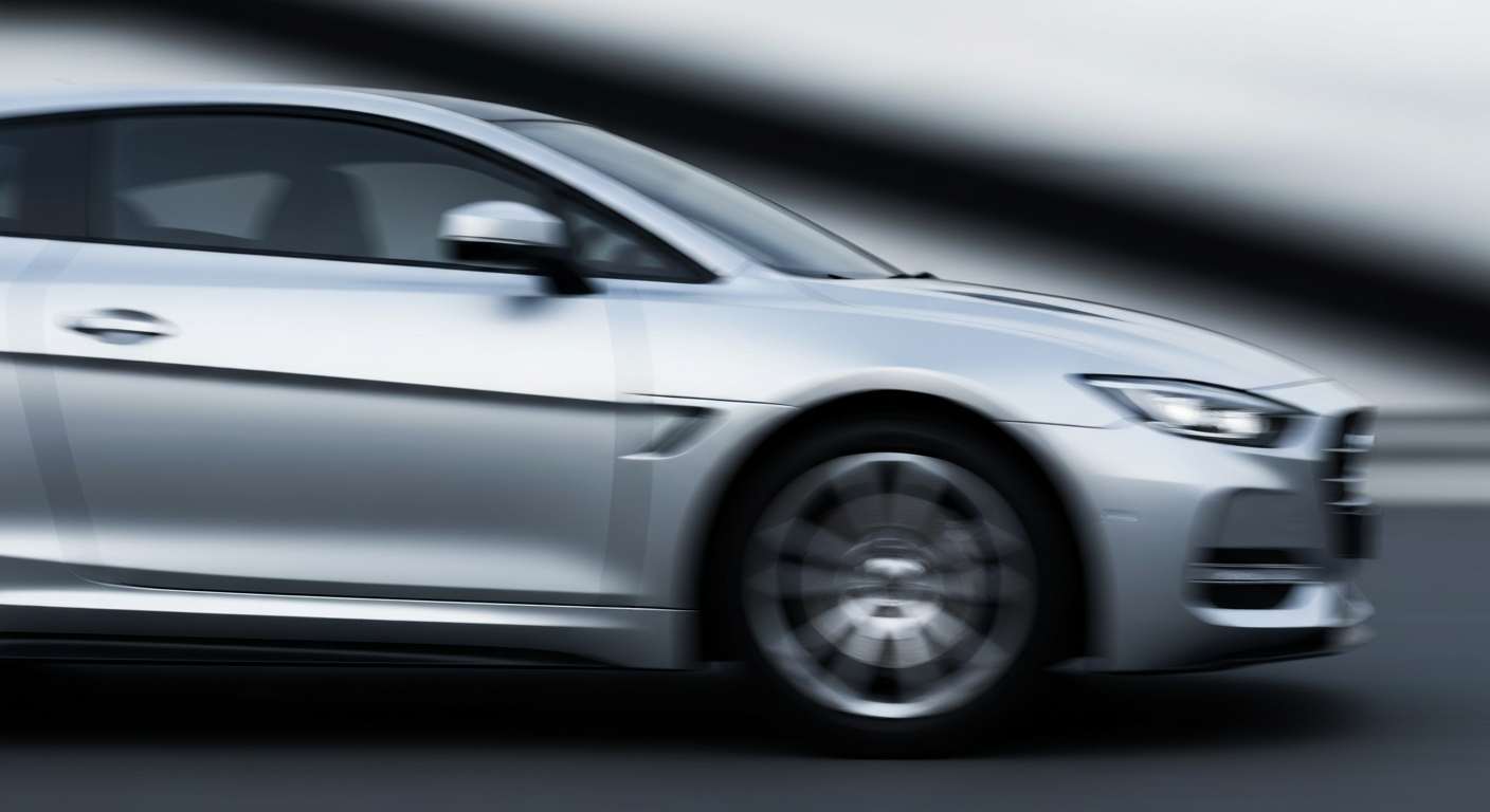 A blurred, abstract image of a speeding car, conveying the rapid rise in new vehicle costs and the growing affordability crisis in the automotive industry.