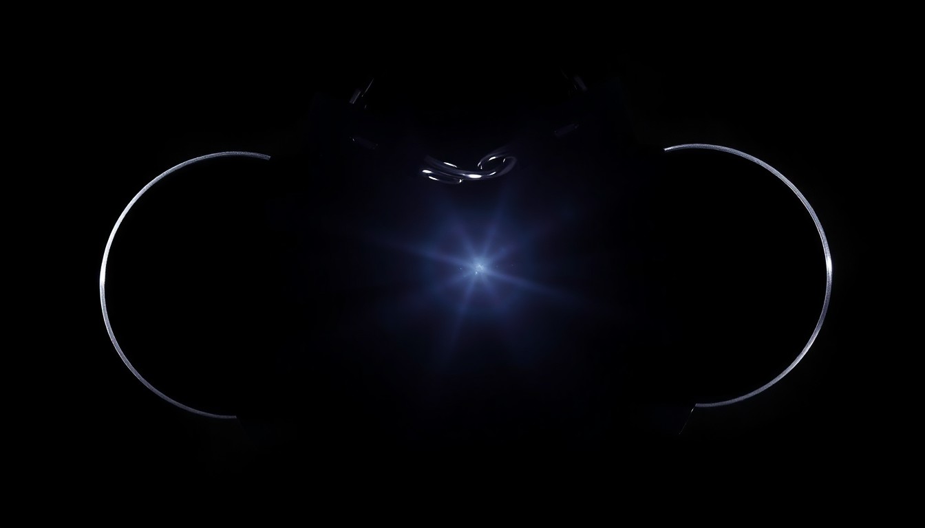 An extreme close-up photograph of a set of handcuffs against a pitch-black background, creating a gritty, investigative aesthetic that conceptually represents the security issues within Colombia's correctional facilities.