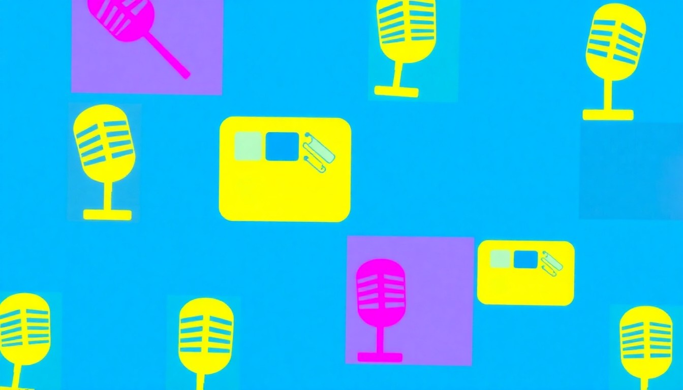 A bold, pop art-inspired illustration featuring a repeating pattern of a retro radio microphone icon in a vibrant neon color palette, capturing the excitement and energy of the Cash Grab radio promotion.