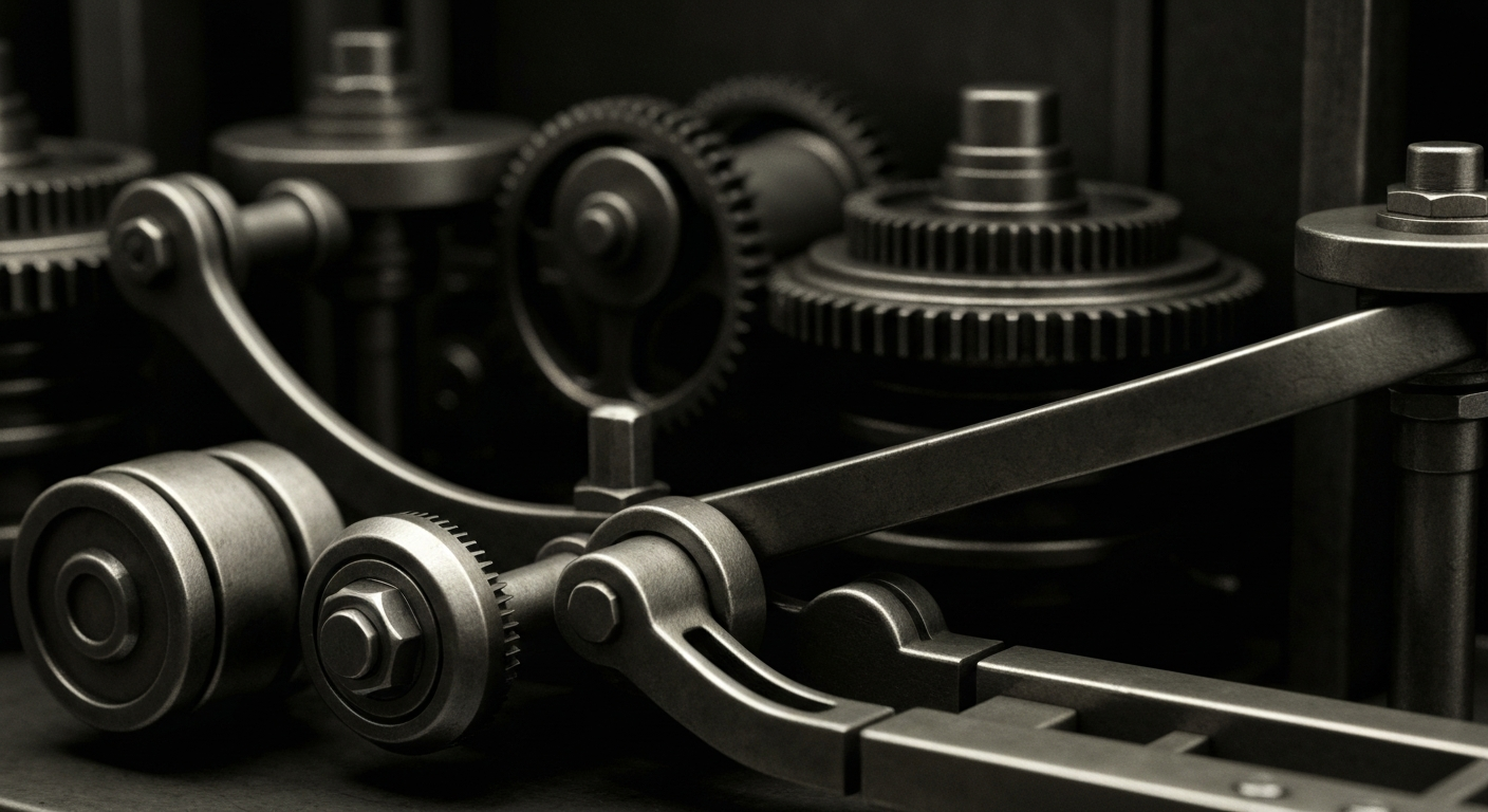 An extreme close-up of the intricate machinery and components that power the global financial system, conveying a sense of the hidden complexity and potential vulnerabilities underlying currency markets.