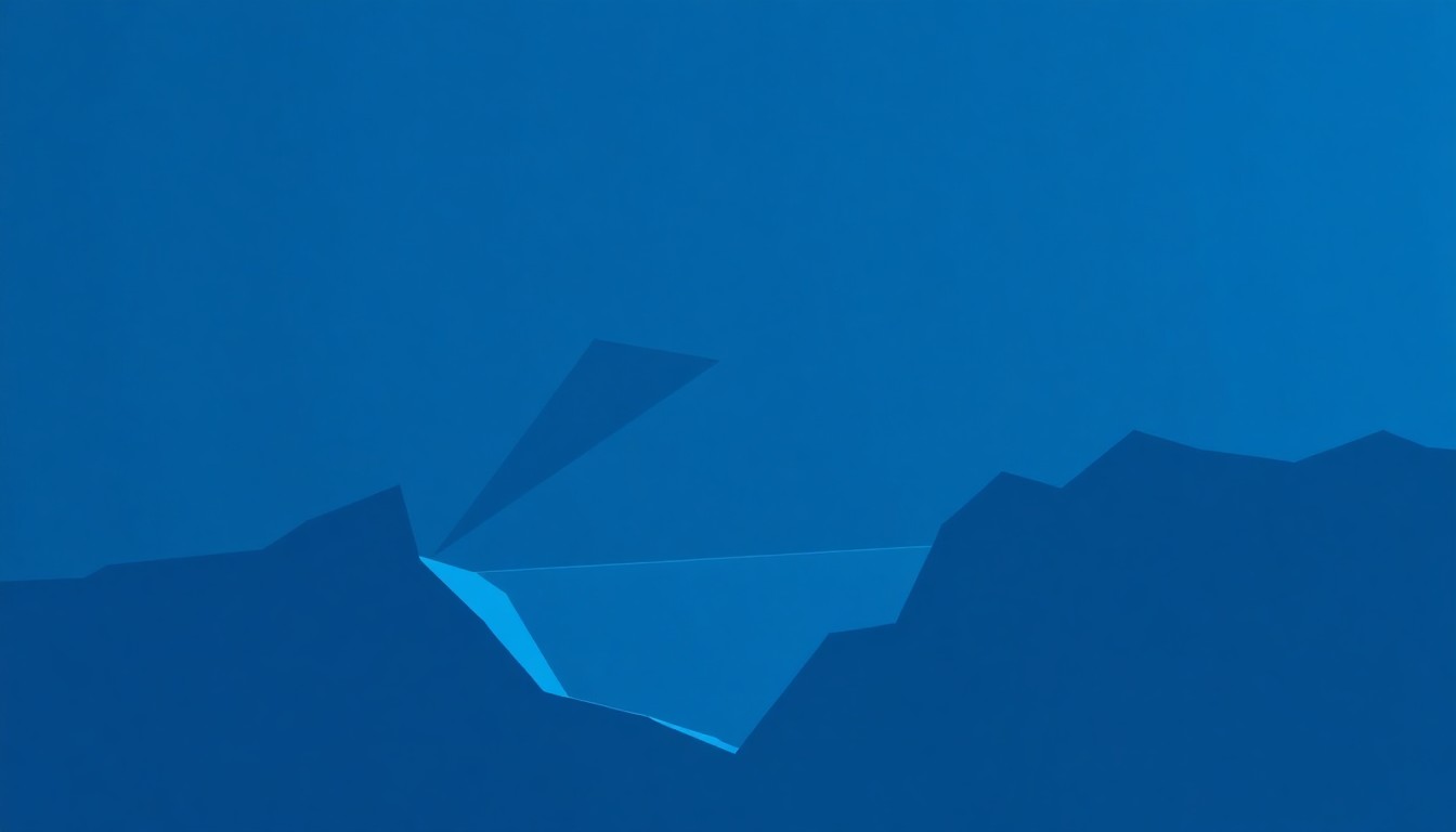 An abstract, minimalist illustration using bold, geometric shapes in shades of blue and gray to conceptually represent the emotional journey of a relationship's end.