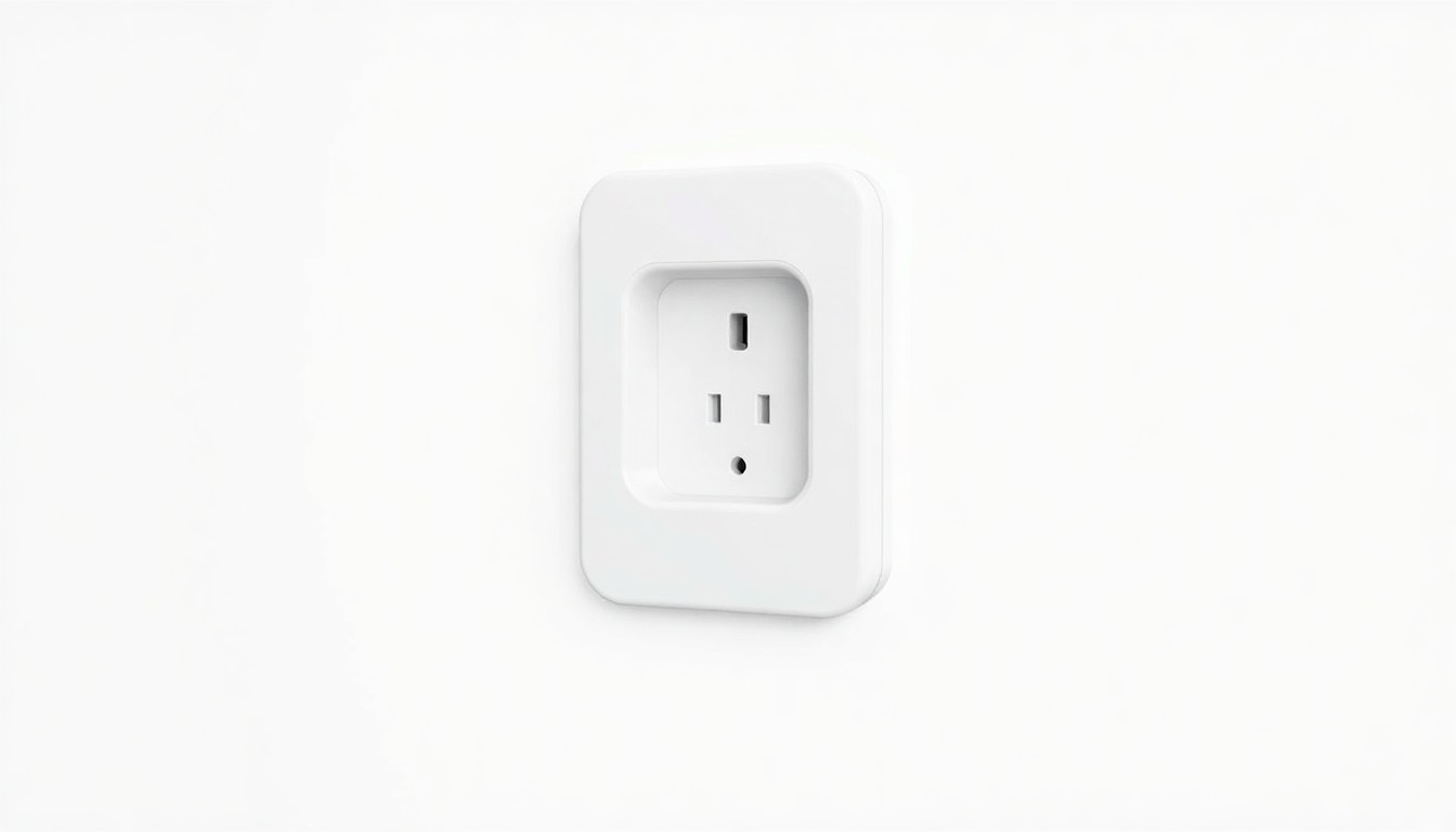 An extreme close-up of a Tesla Wall Connector in a clean, minimalist industrial design, with smooth matte white surfaces and subtle metallic accents, conveying the idea of a reliable, high-tech home charging solution.