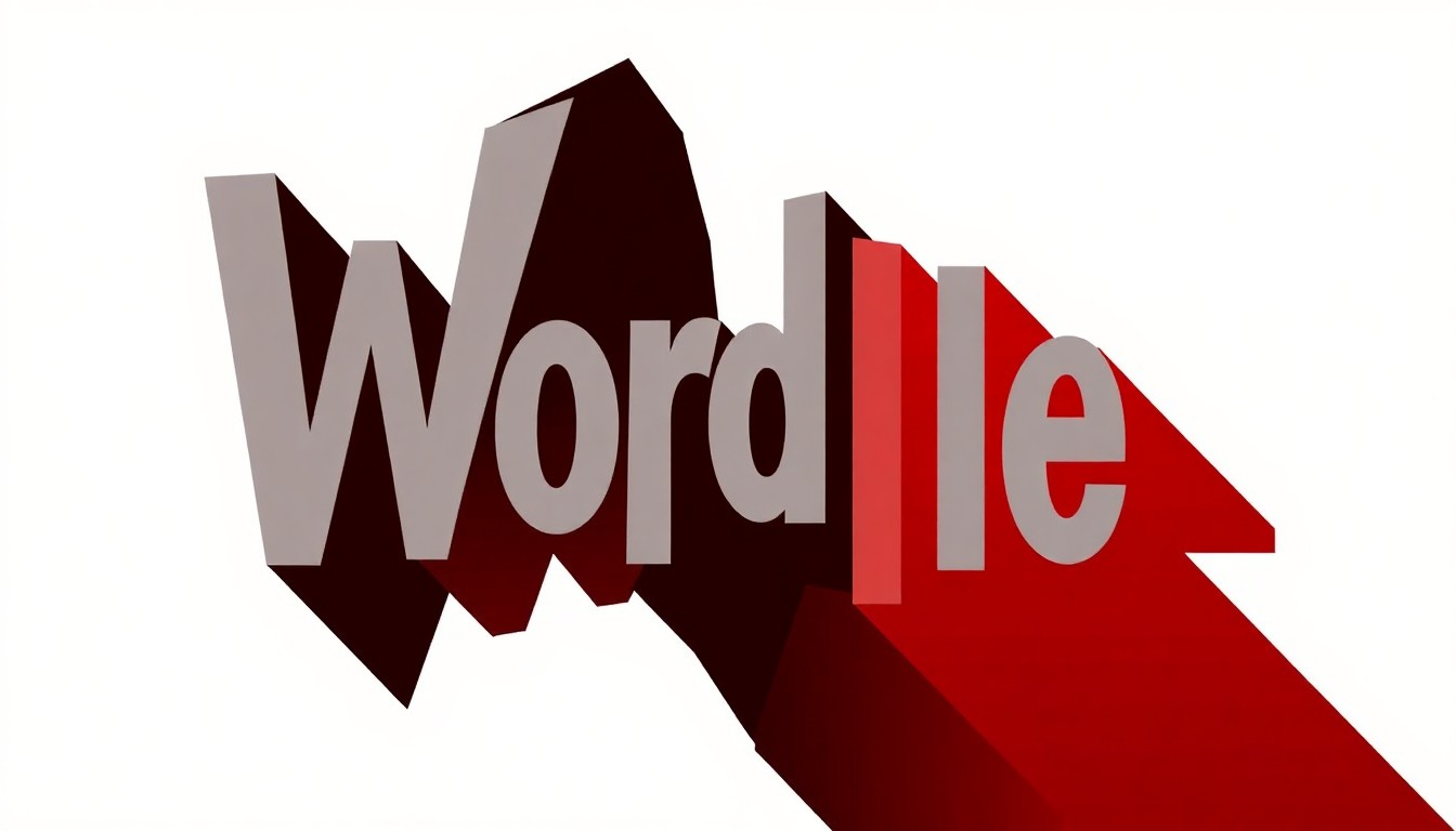 A striking, abstract illustration featuring bold, geometric shapes and high-contrast colors, conceptually representing the Wordle game without any text or literal depictions.