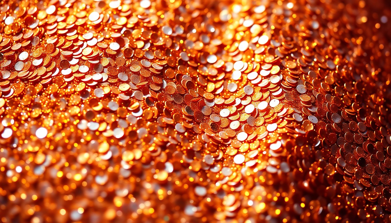 An abstract close-up photograph of shimmering gold and silver sequins, capturing the luxurious, high-fashion aesthetic of a major music festival performance.