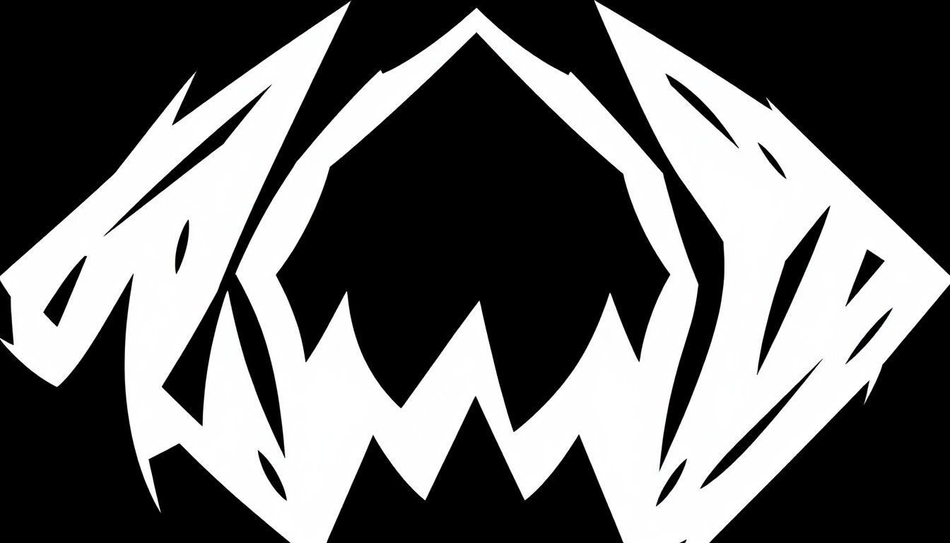 A minimalist, abstract illustration featuring bold, jagged black shapes against a stark white background, conceptually representing the complexities of a long-distance relationship in the entertainment industry.