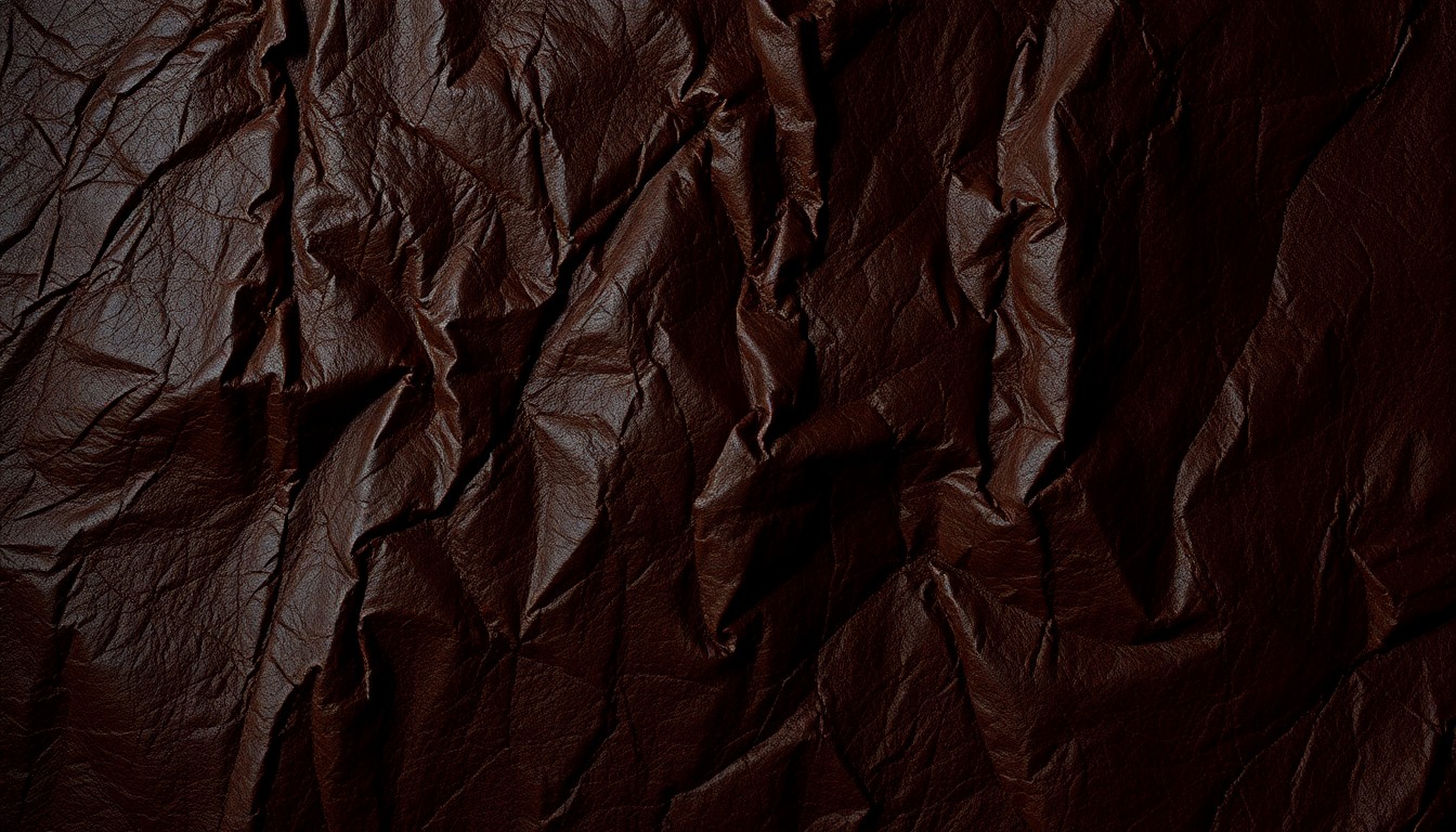 An extreme close-up of a heavily textured, crumpled leather surface in rich, dark tones, conveying the timeless, rugged quality of the late actor Robert Duvall's celebrated career.