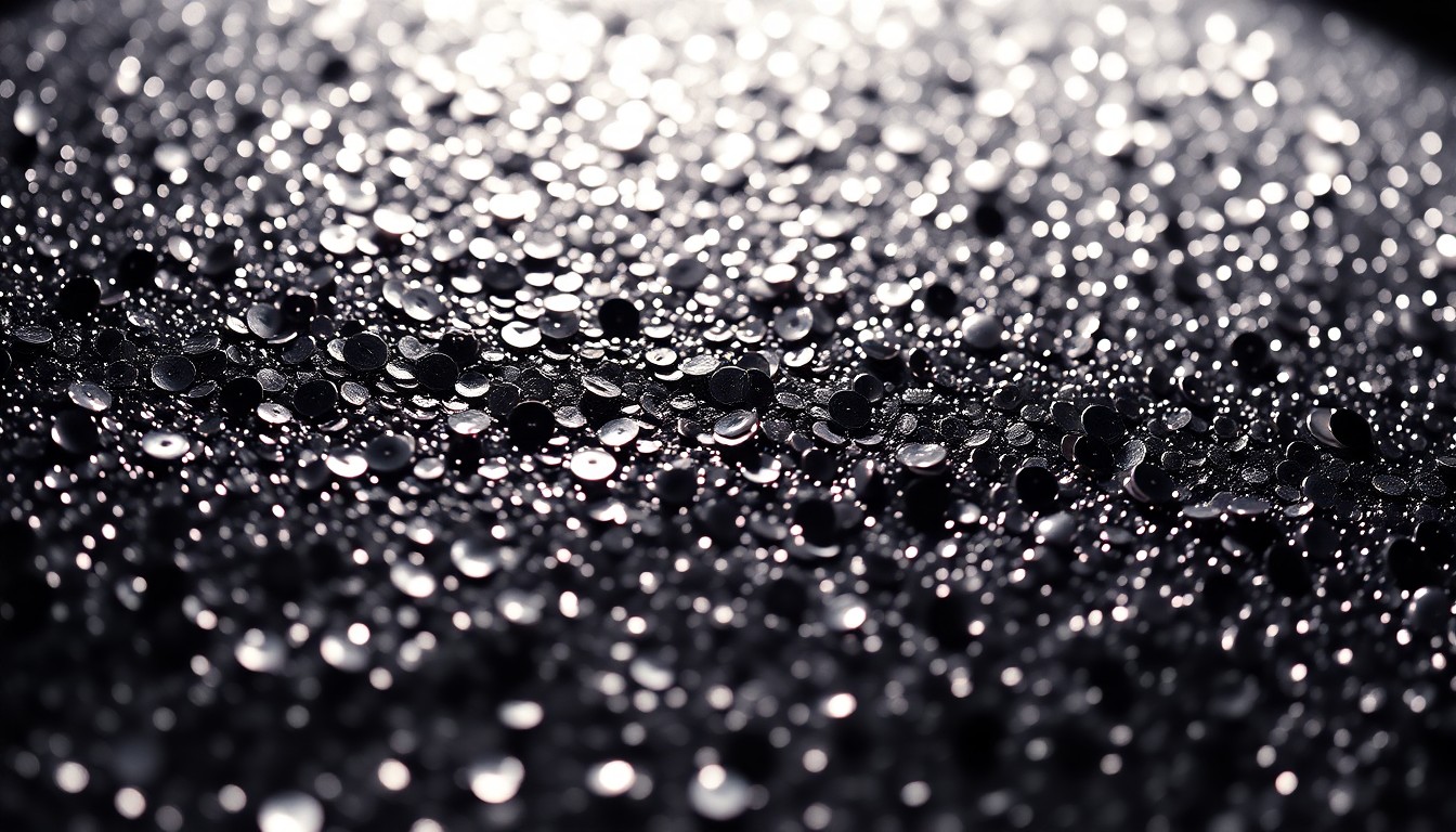 An extreme close-up of shimmering, high-contrast sequins in a studio lighting setup, conceptually representing the glamour and prestige associated with the James Bond franchise.