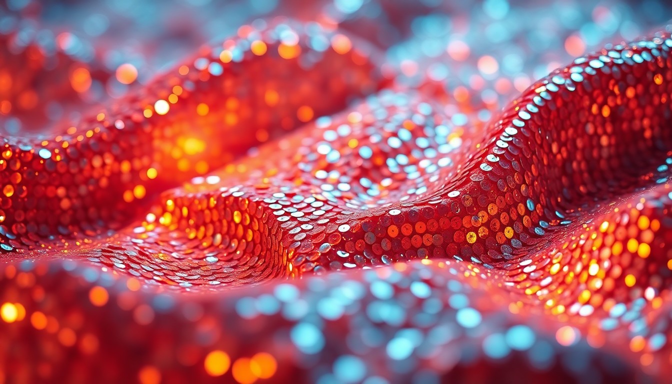 An extreme close-up of shimmering, glittering sequins in a high-contrast, dramatic studio lighting setup, conceptually representing the glamour and spectacle of Bollywood blockbusters.