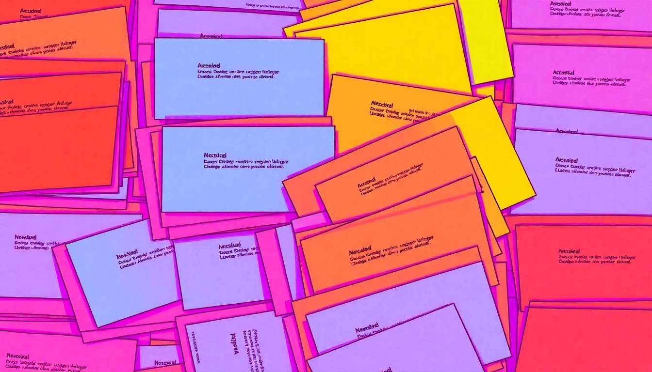 A brightly colored, abstract grid of college acceptance letters rendered in a bold, silkscreen pop art style, conceptually representing the emotional journey of the admissions process.