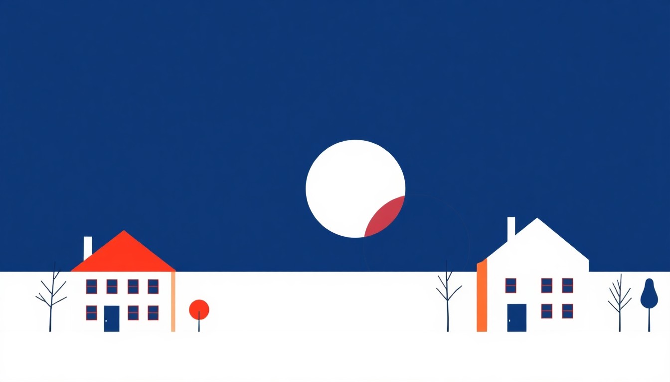 A minimalist illustration using bold shapes and primary colors to conceptually represent the impact of municipal pension debt on local taxpayers.