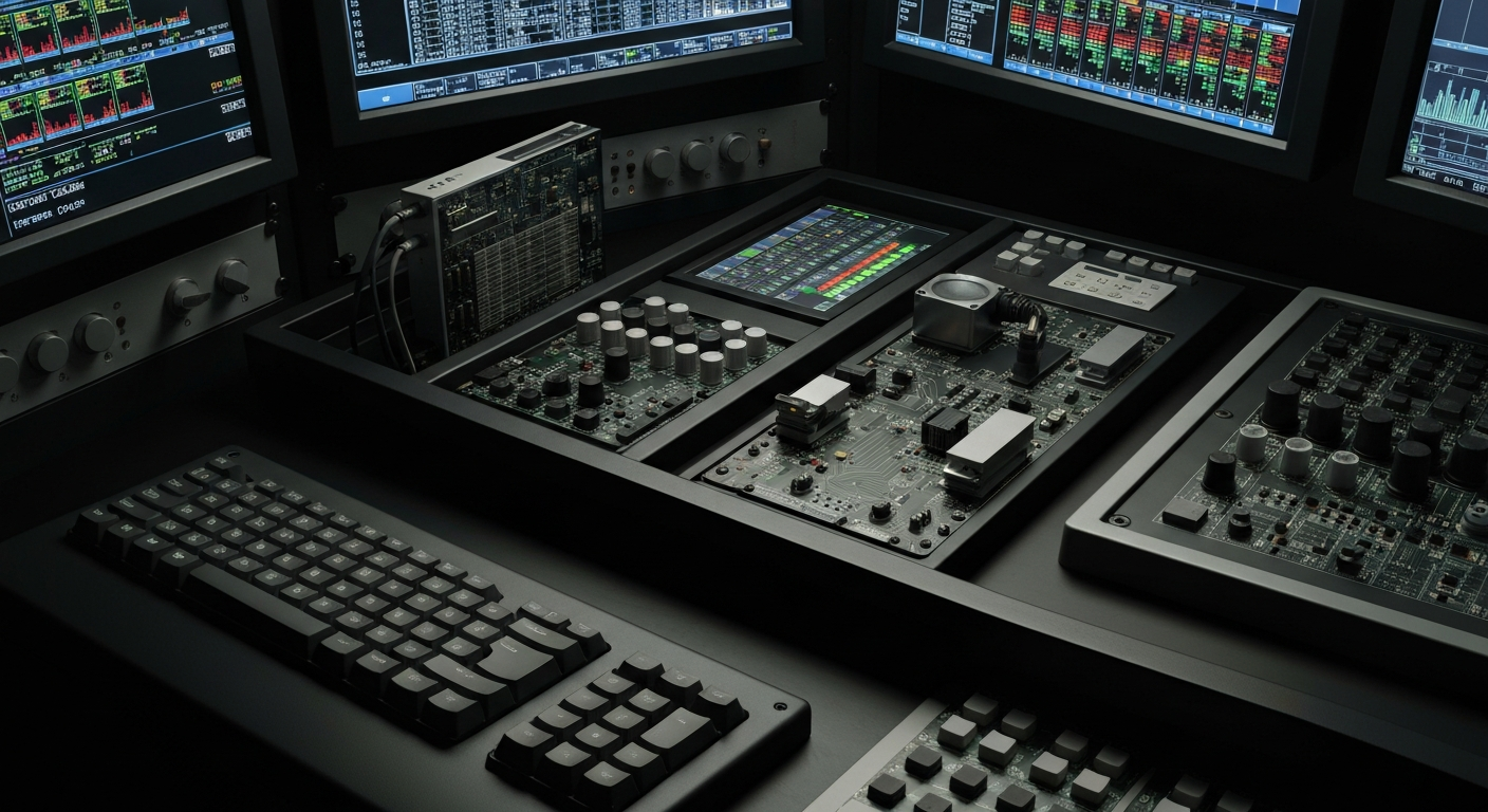 An extreme close-up of intricate gears, levers, and metal components of a complex financial machine, representing the inner workings of the banking and investment industry.
