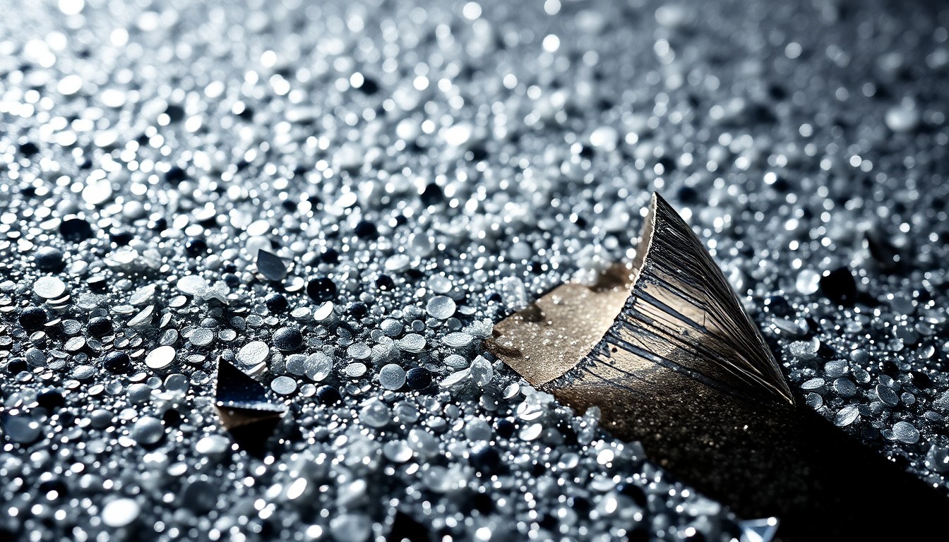 An abstract close-up image of shimmering sequins and shattered glass, capturing the high-fashion aesthetic and star power of the 'Nobody Wants This' cast.