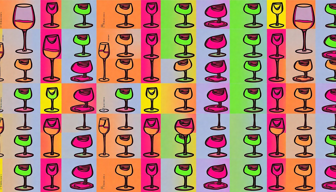 A brightly colored, high-contrast silkscreen print of a swimming pool repeated in a tight grid pattern, utilizing flat, vibrant neon color palettes and heavy black photographic outlines to transform an everyday luxury object into modern pop art.