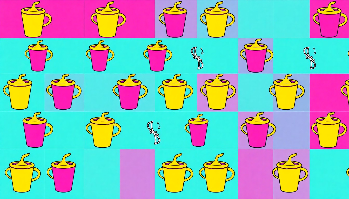 A brightly colored, high-contrast silkscreen print of a dairy product, such as a milk carton or cheese wheel, repeated in a tight grid pattern against a vibrant neon background, capturing the essence of Platteville's agricultural roots and small-town charm.