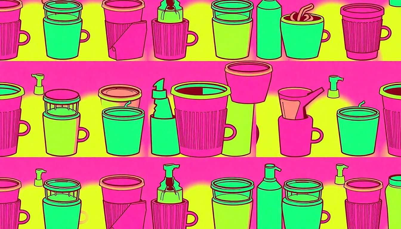 A brightly colored, high-contrast silkscreen print of a modern, minimalist home design element such as a front door or window frame, repeated in a tight grid pattern in the style of Andy Warhol, using a palette of bold, unnatural neon hues overlapping with heavy black photographic outlines.