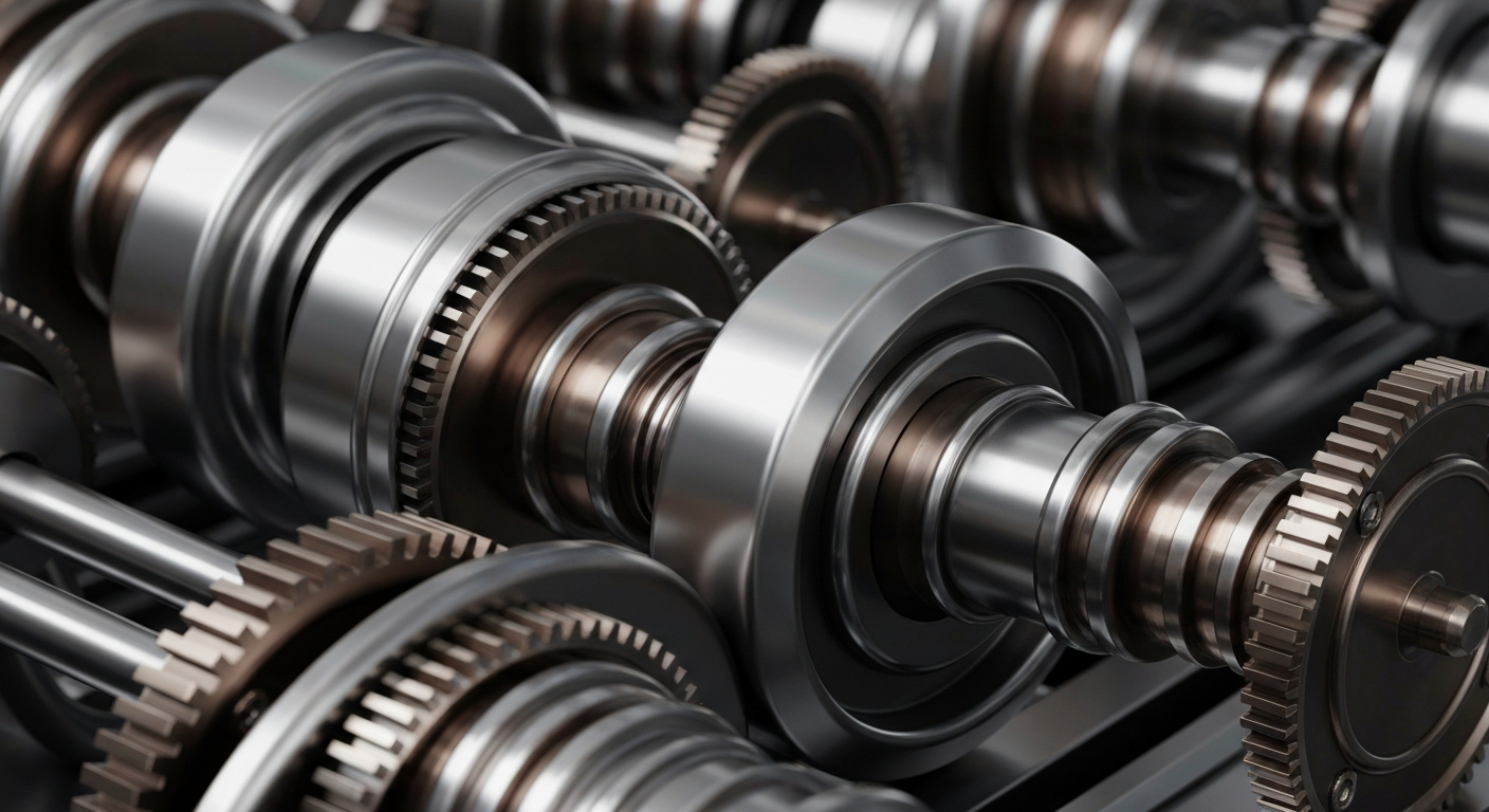 An extreme close-up of intricate, metallic banking machinery and gears, conveying the secure, institutional power of financial institutions as a conceptual metaphor for Netflix's standing among major investors.