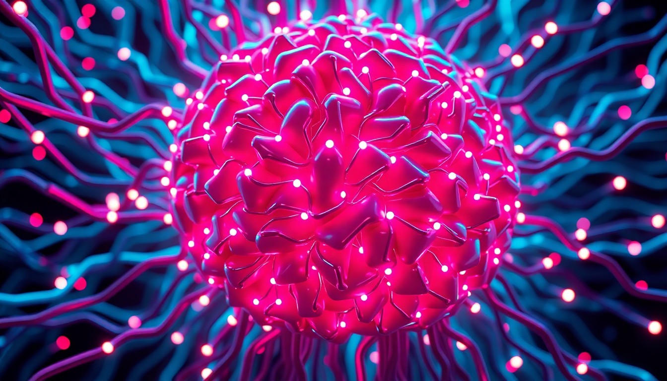 A highly detailed, glowing 3D illustration of an intricate AI neural network system, with pulsing neon lights representing the complex and potentially self-aware nature of the technology. The image conveys a sense of the power and ethical challenges of AI.