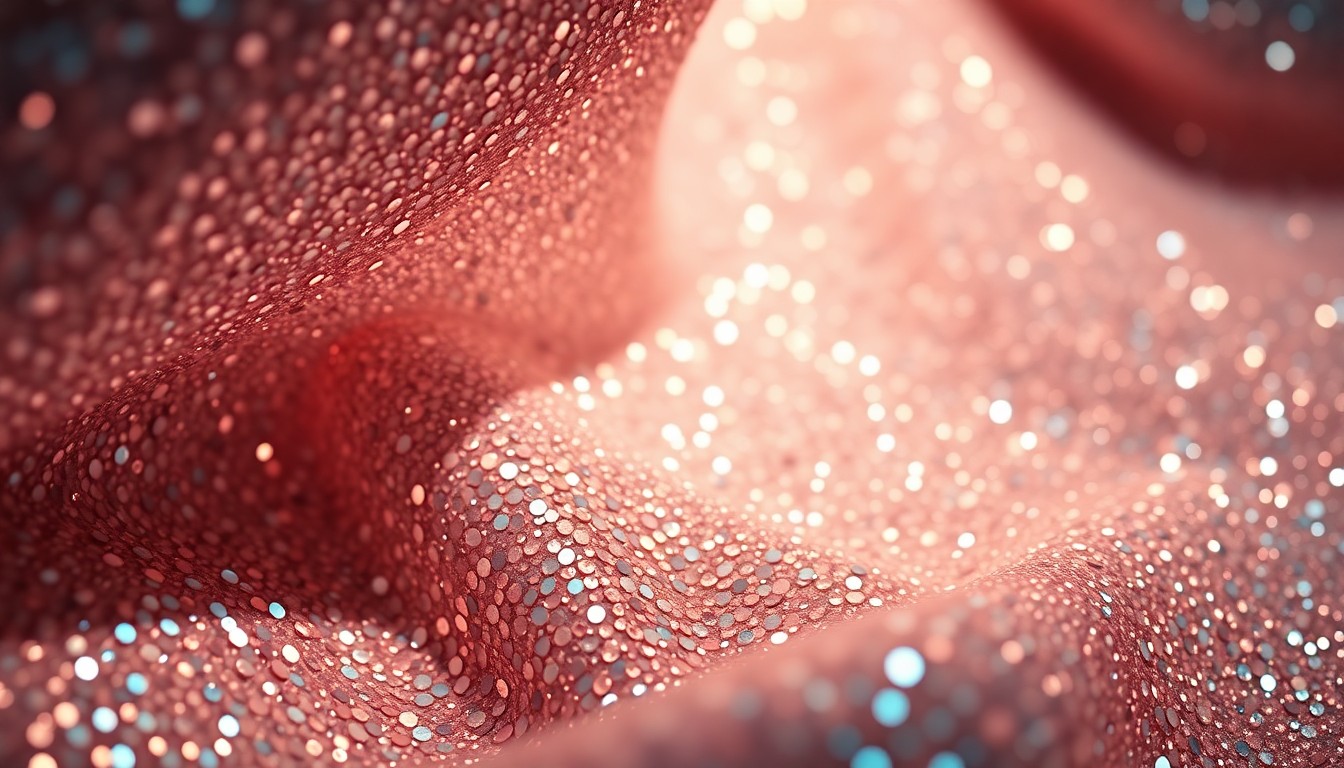 An extreme close-up of luxurious, glittering sequins reflecting dramatic studio lighting, conceptually representing the high-stakes world of Bollywood celebrity.