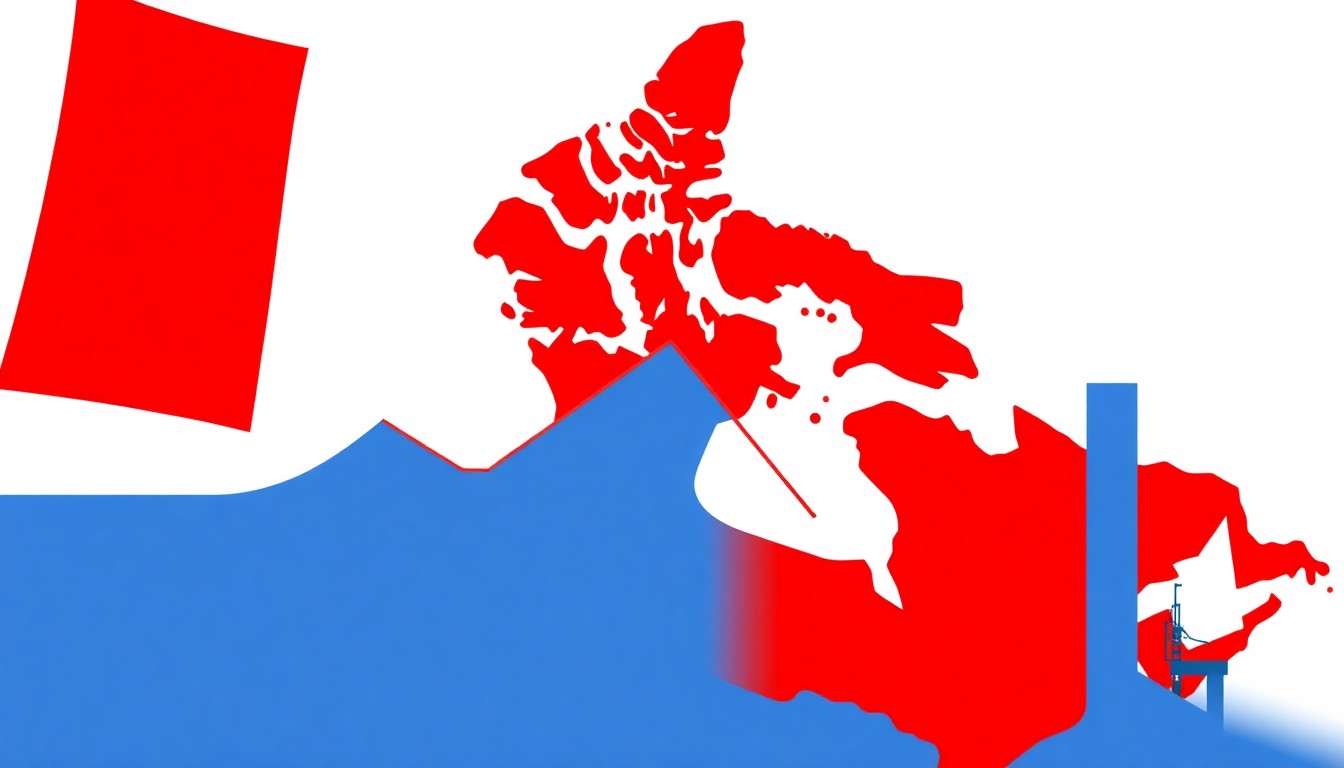 A vibrant abstract illustration featuring overlapping geometric shapes in shades of blue, red, and yellow, conceptually representing the volatility and uncertainty in the oil market caused by geopolitical shifts.