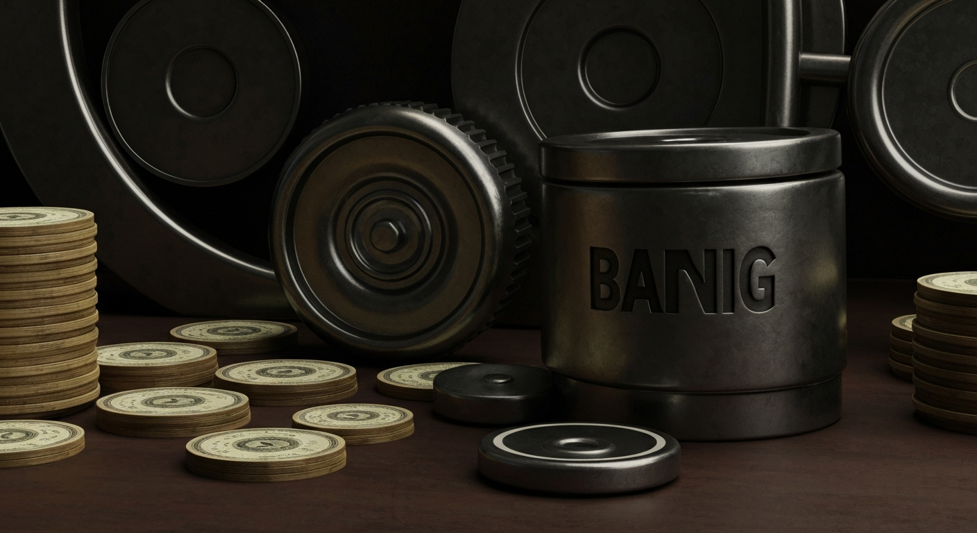 An extreme close-up of industrial machinery and equipment, conveying a sense of financial security and institutional power without depicting any literal currency or financial symbols.