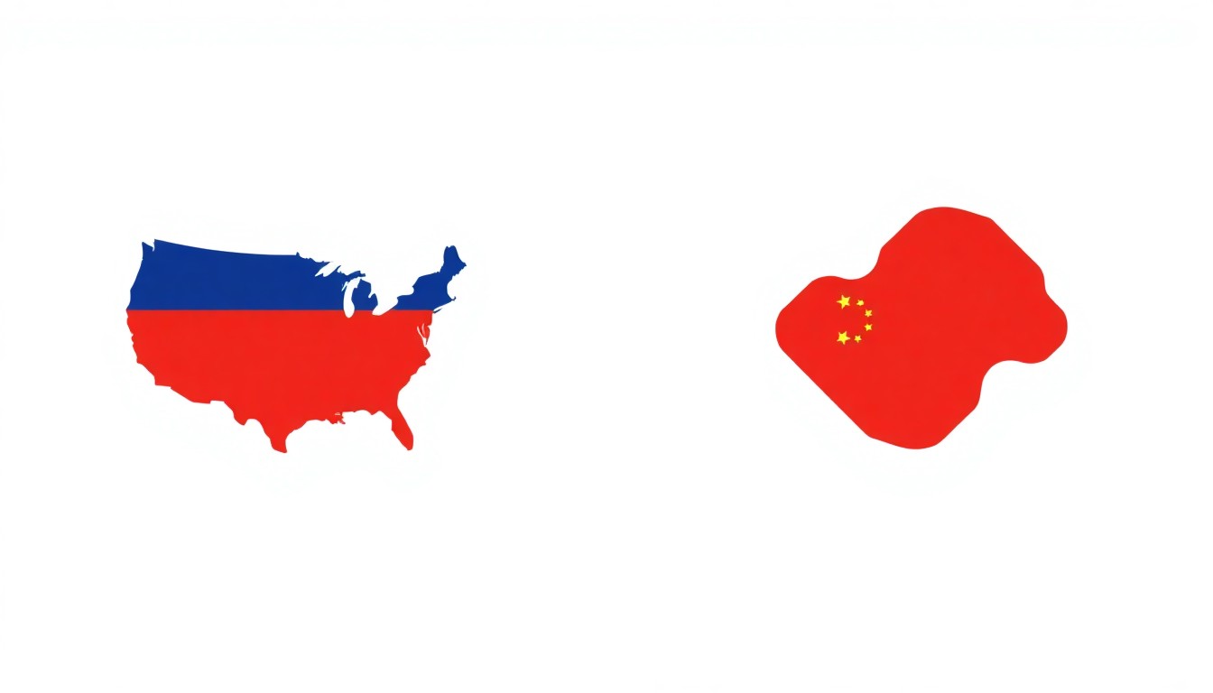 A vibrant abstract illustration featuring intersecting triangles and circles in shades of blue, red, and yellow, conveying the concept of financial markets and geopolitical forces finding equilibrium through diplomatic means.